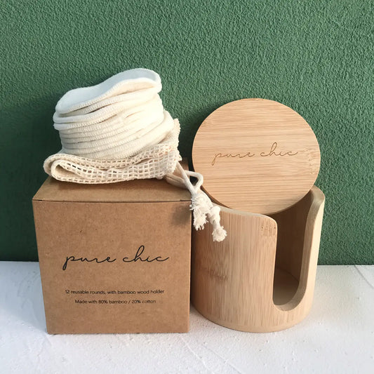 Re-usable Bamboo/Cotton Rounds with Bamboo Container