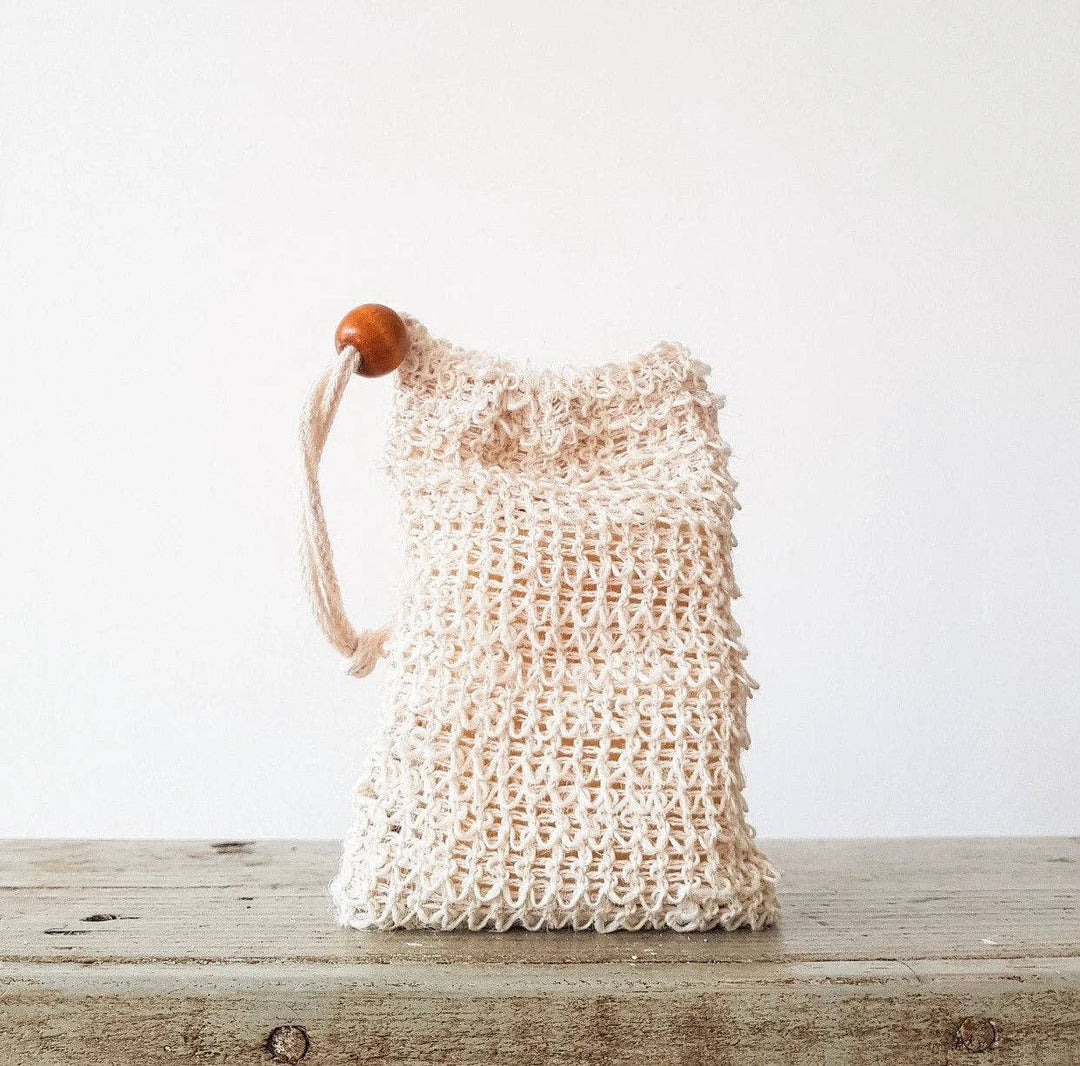 Natural Sisal Soup Pouch - Zero Waste Organic Soap Bag - Curated Joy | Natural Home