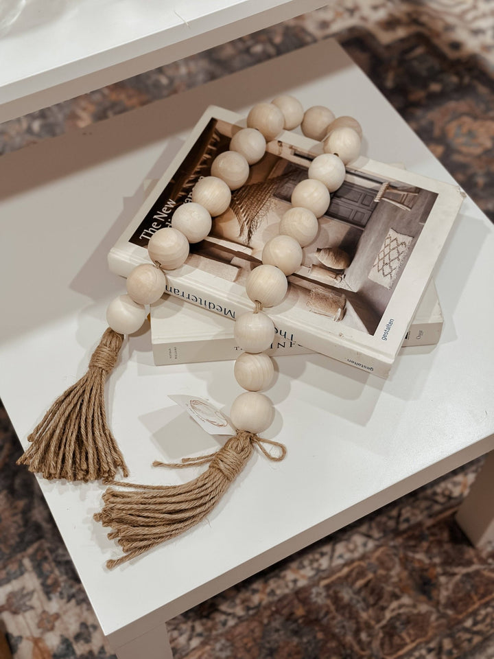 Oversized Farmhouse Wood Garland Beads - Curated Joy | Natural Home