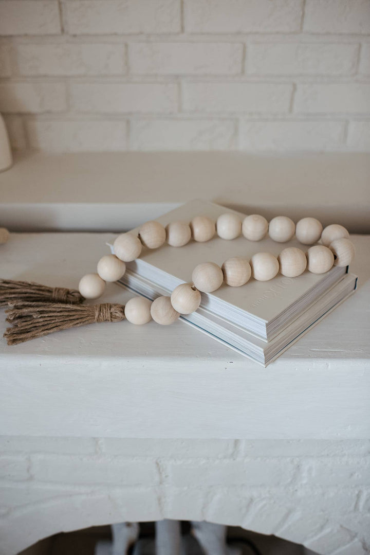 Oversized Farmhouse Wood Garland Beads - Curated Joy | Natural Home