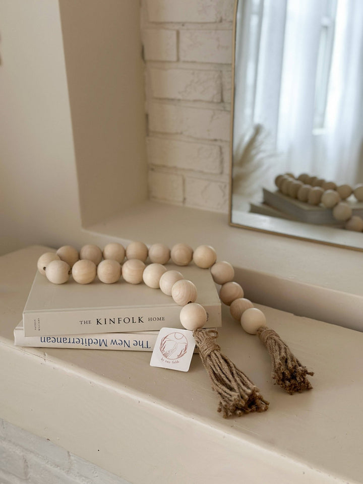 Oversized Farmhouse Wood Garland Beads - Curated Joy | Natural Home