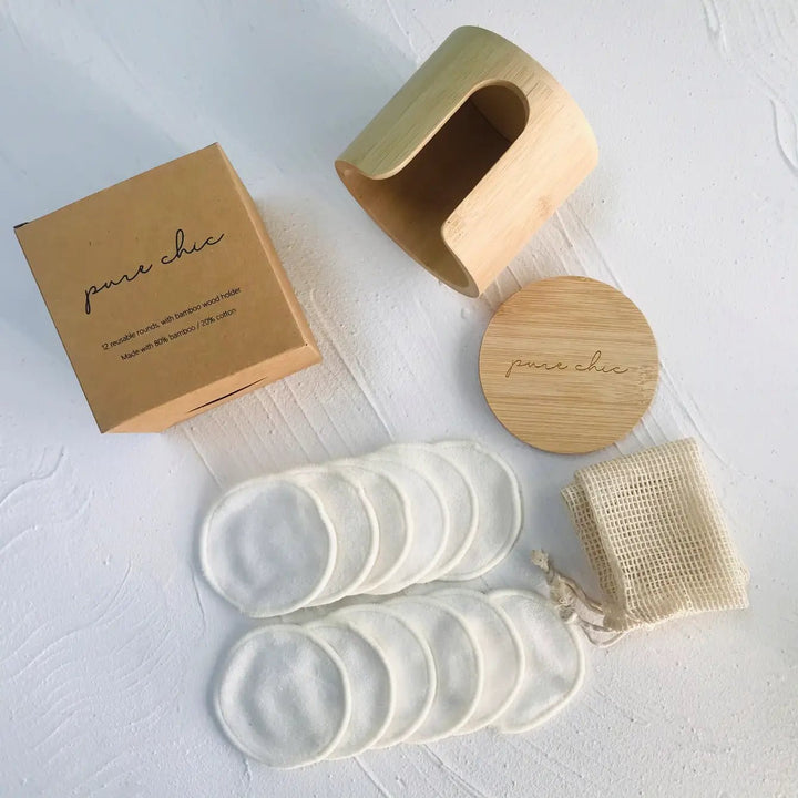 Re - usable Bamboo/Cotton Rounds with Bamboo Container - Curated Joy | Natural Home