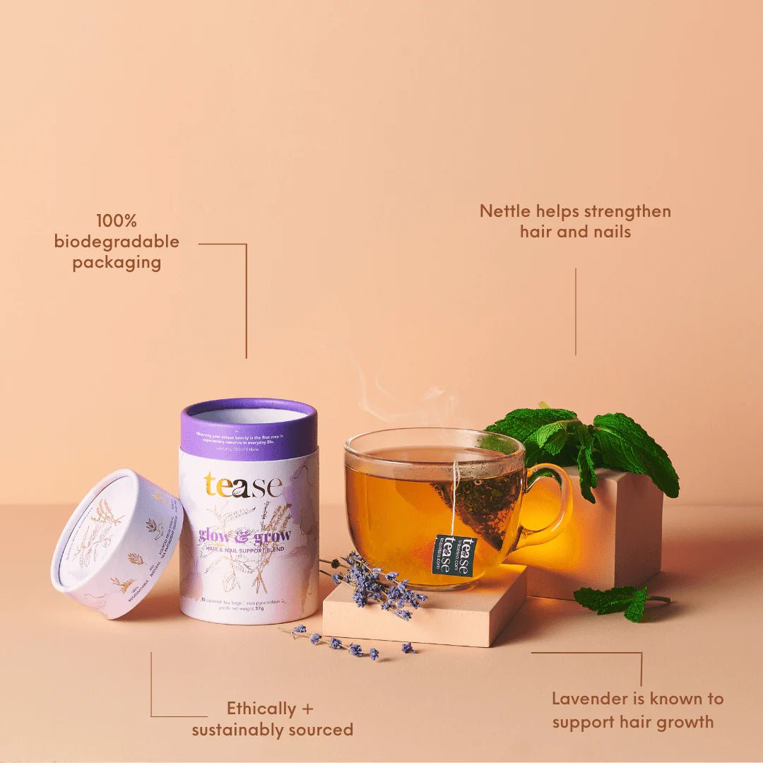 Tea - Glow and Grow Tea | Beauty Elixir | Herbal | Biodegradable Tea Bag - Curated Joy | Natural Home