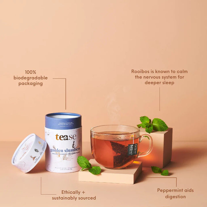 Tea - Golden Slumbers | Herbal | Biodegradable Tea Bag - Curated Joy | Natural Home